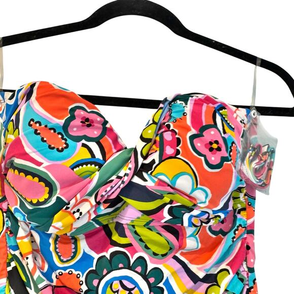 Bleu by Rod Beattie Printed Twist Bandeau Tankini Top Size 12 Multicolor NWT - Picture 6 of 12